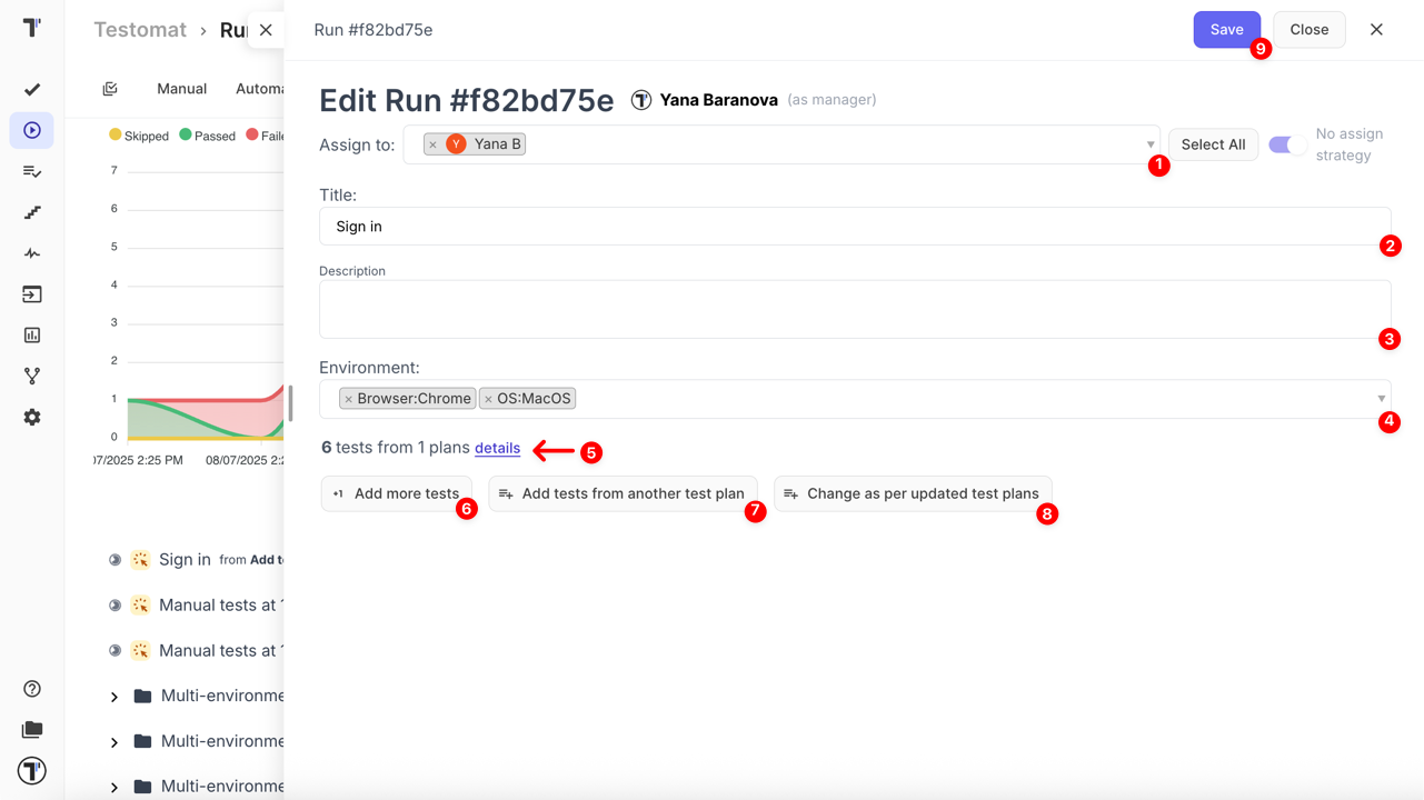 Save updated test run