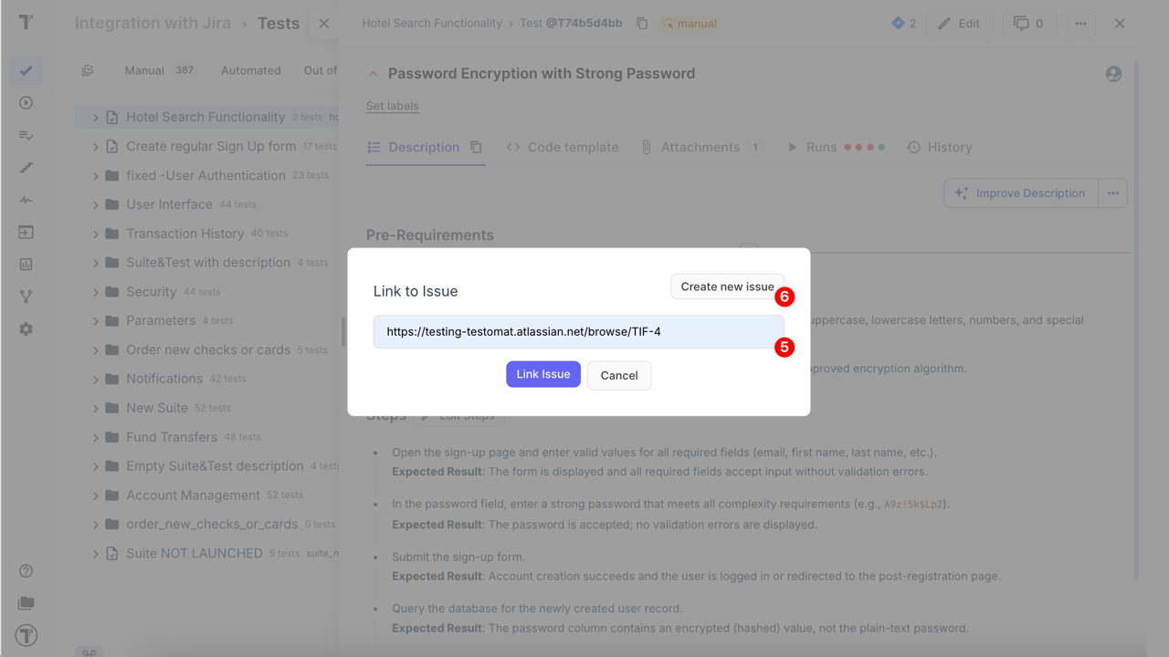 create or link a Jira issue